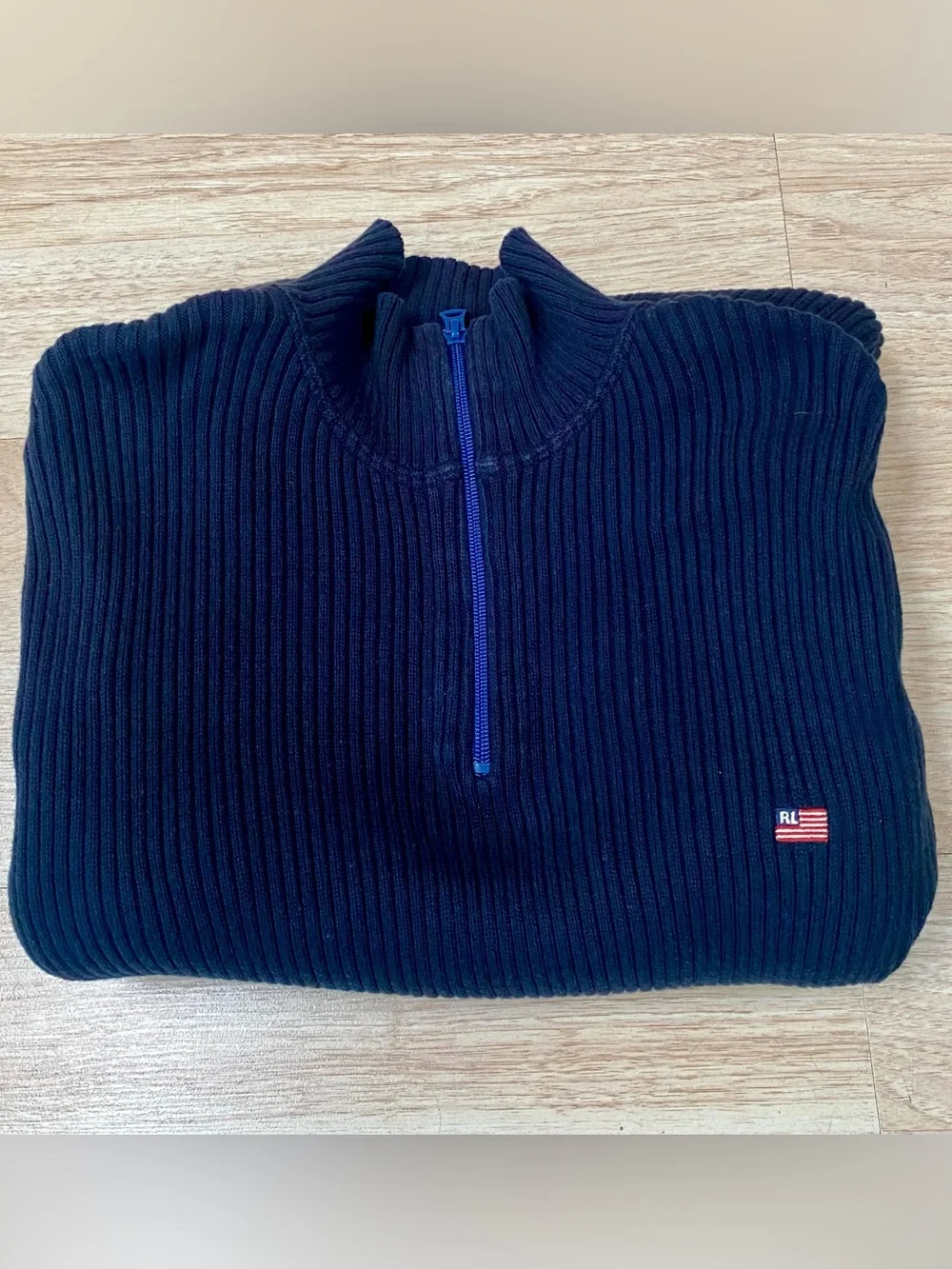 Vintage Polo Jeans Co Ralph Lauren Pullover Mens XL Blue 1/4 Zip Classic Sweater